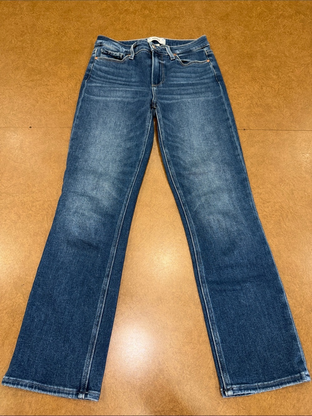 PAIGE Dark Medium Blue Boot Cut Jeans • Size 25